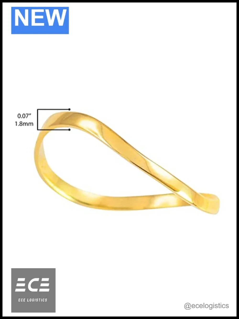 10K Yellow Gold Curved Wavy Band Thumb Ring Minimalist High Polish
